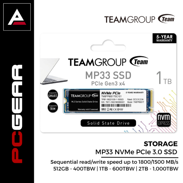 TeamGroup MP33 SSD M.2 2000 GB (2 TB) PCIe 3.0 NVMe, 3D NAND, Alta Velocità Per PC E Laptop